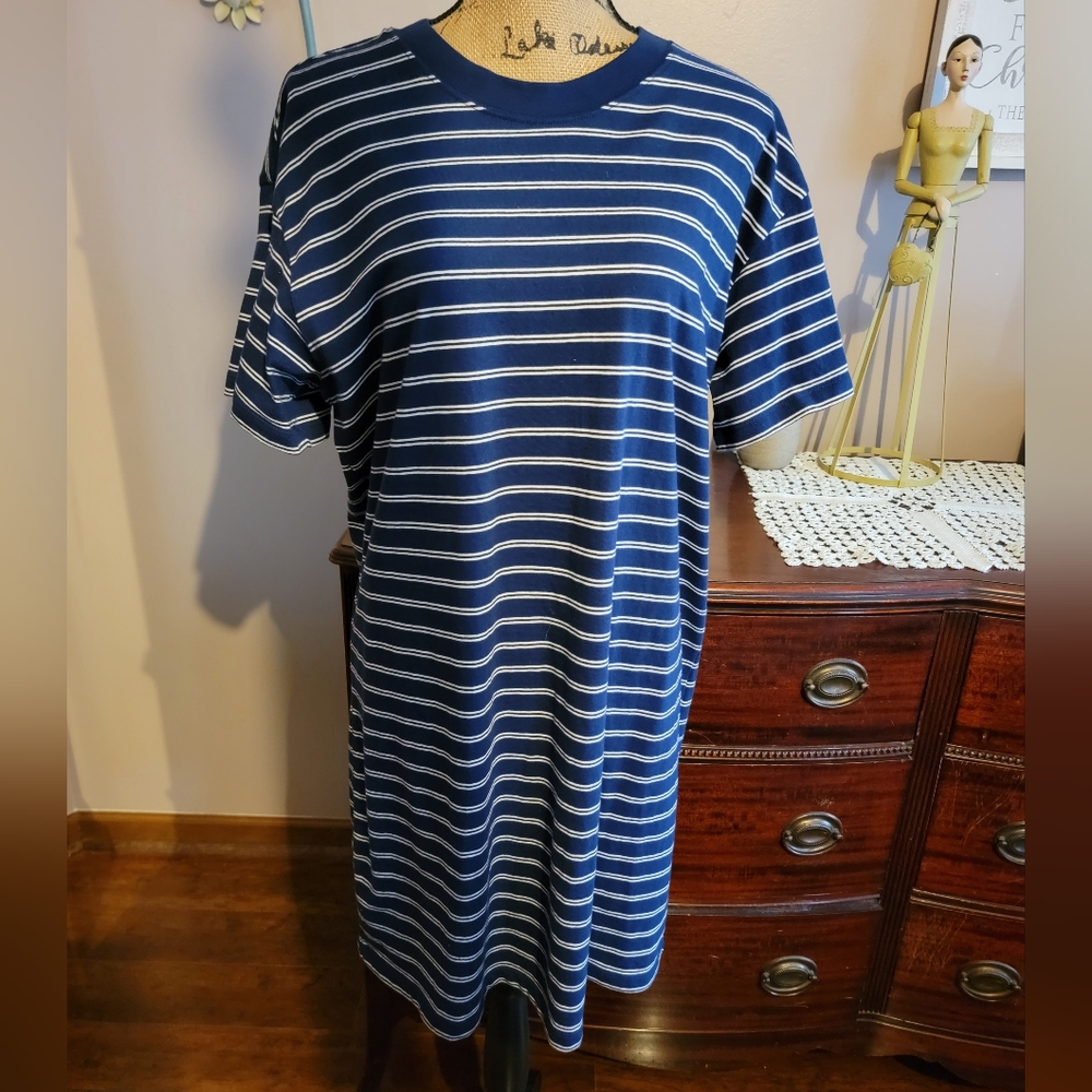 Madewell Navy and White Striped Dress